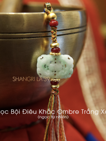 Ngọc Bội Điêu Khắc Ombre Trắng Xanh